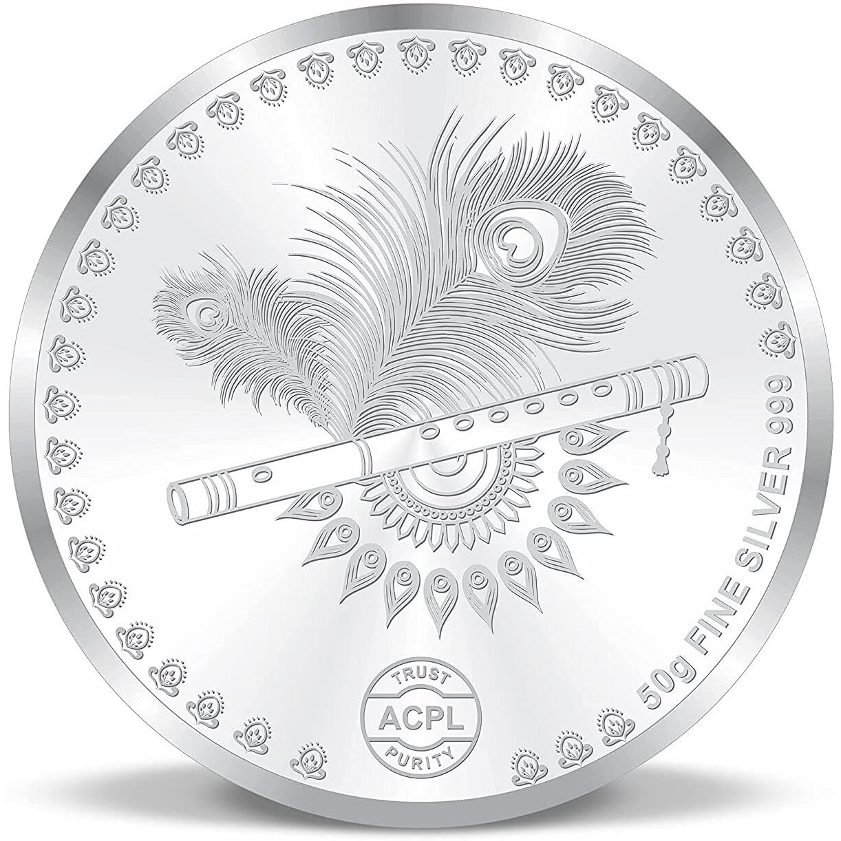 ACPL Precious Moments BIS Hallmarked Silver Coin Radha Krishna on the swing Multi-Color 50 gm 999 Pure
