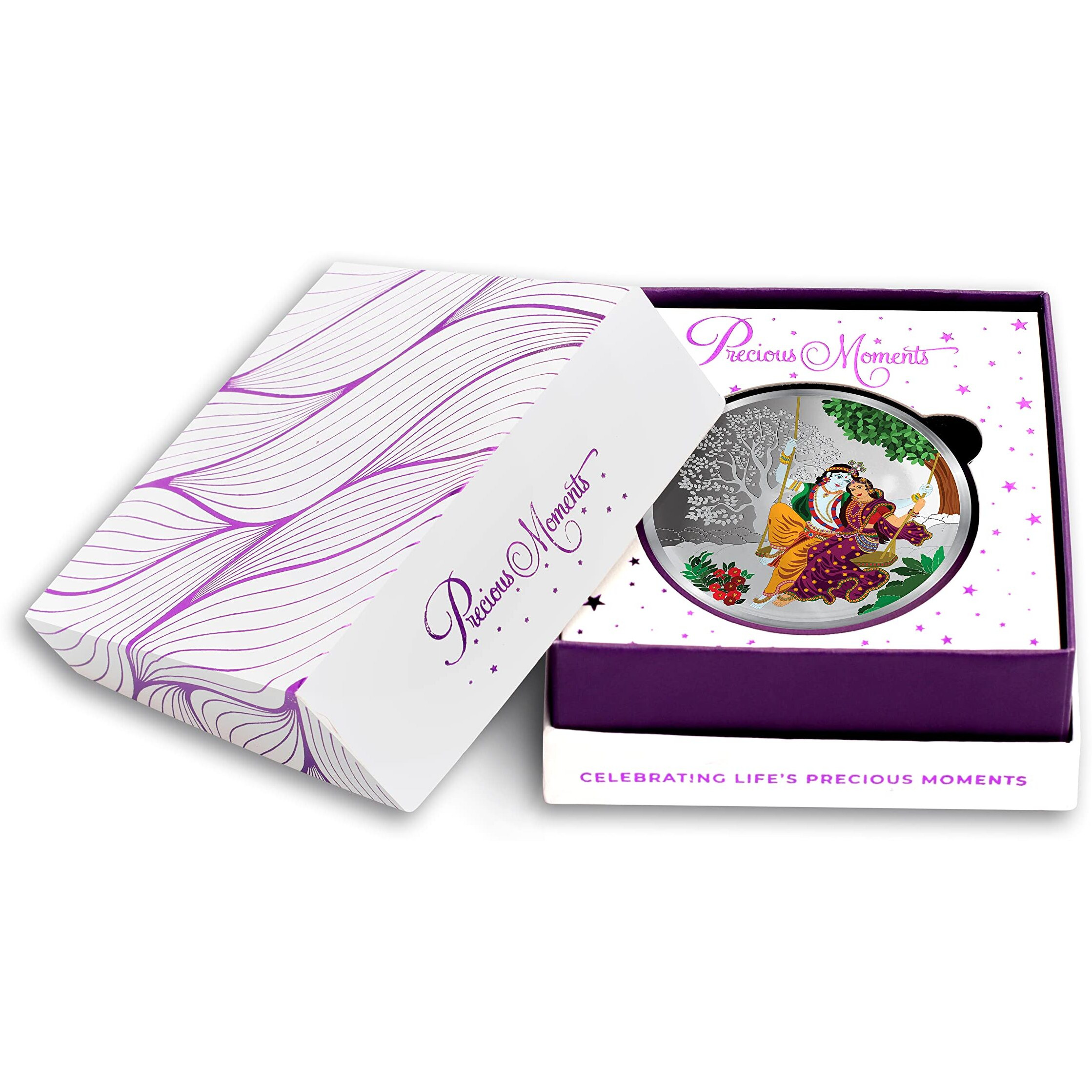 ACPL Precious Moments BIS Hallmarked Silver Coin Radha Krishna on the swing Multi-Color 50 gm 999 Pure