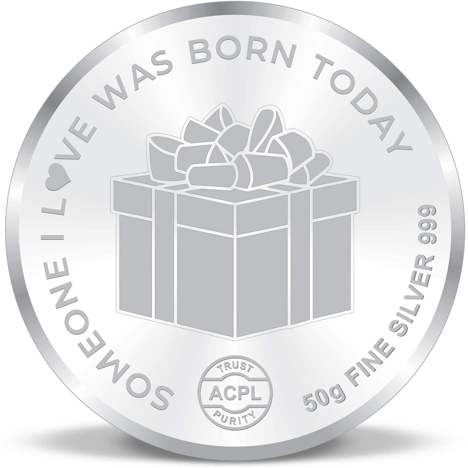 ACPL Precious Moments BIS Hallmarked Silver Coin Happy Birthday Celebration Ceremony Gift 50 gm 999 Pure