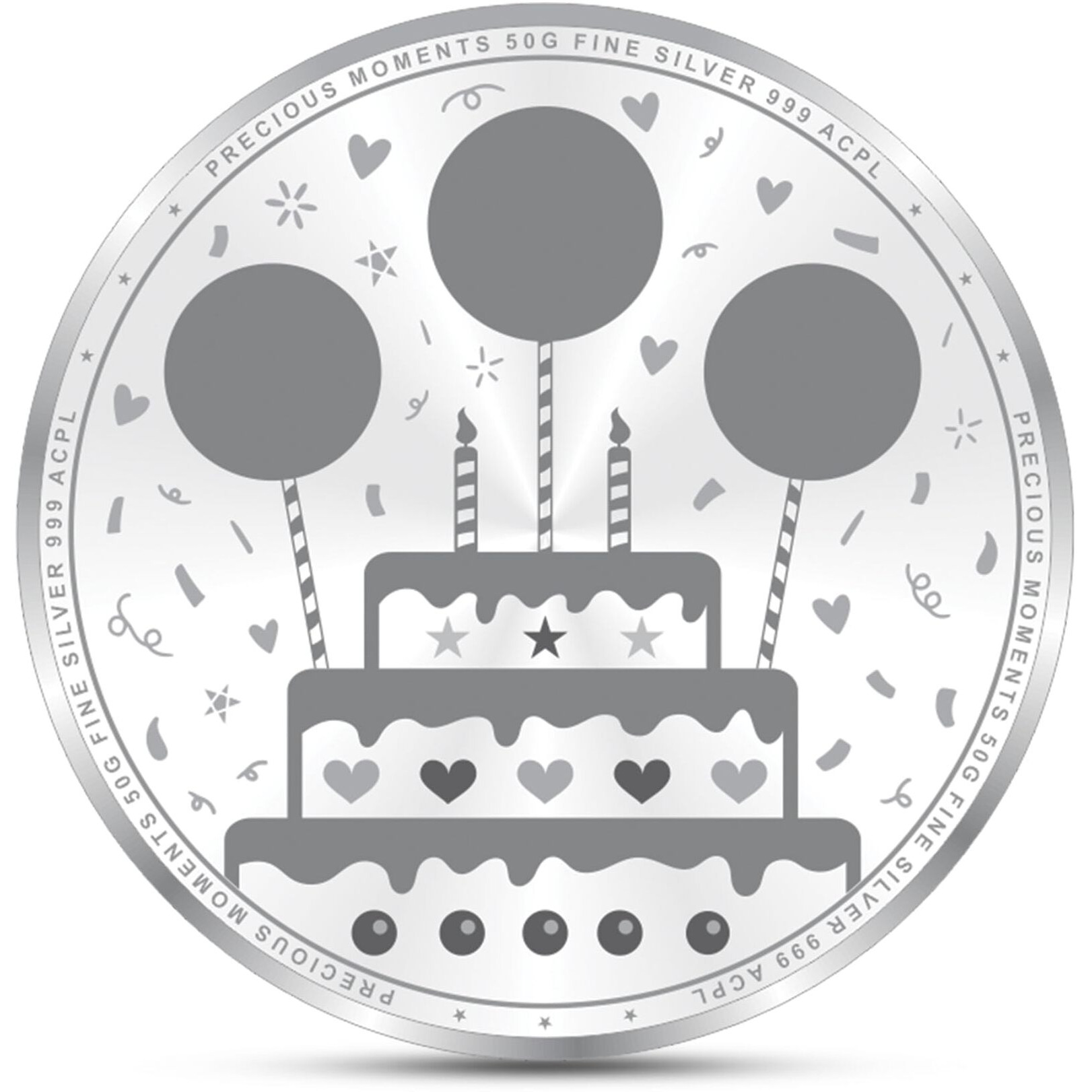 Precious Moments Happy Birthday 50 Gram Silver Coin BIS Hallmarked 999 Purity with Gift Box by ACPL