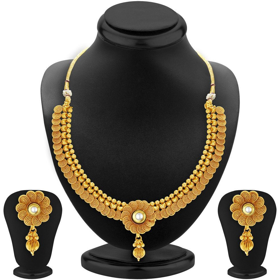 Sukkhi Eye-Catchy Jalebi Design Gold Plated Necklace Set For Women