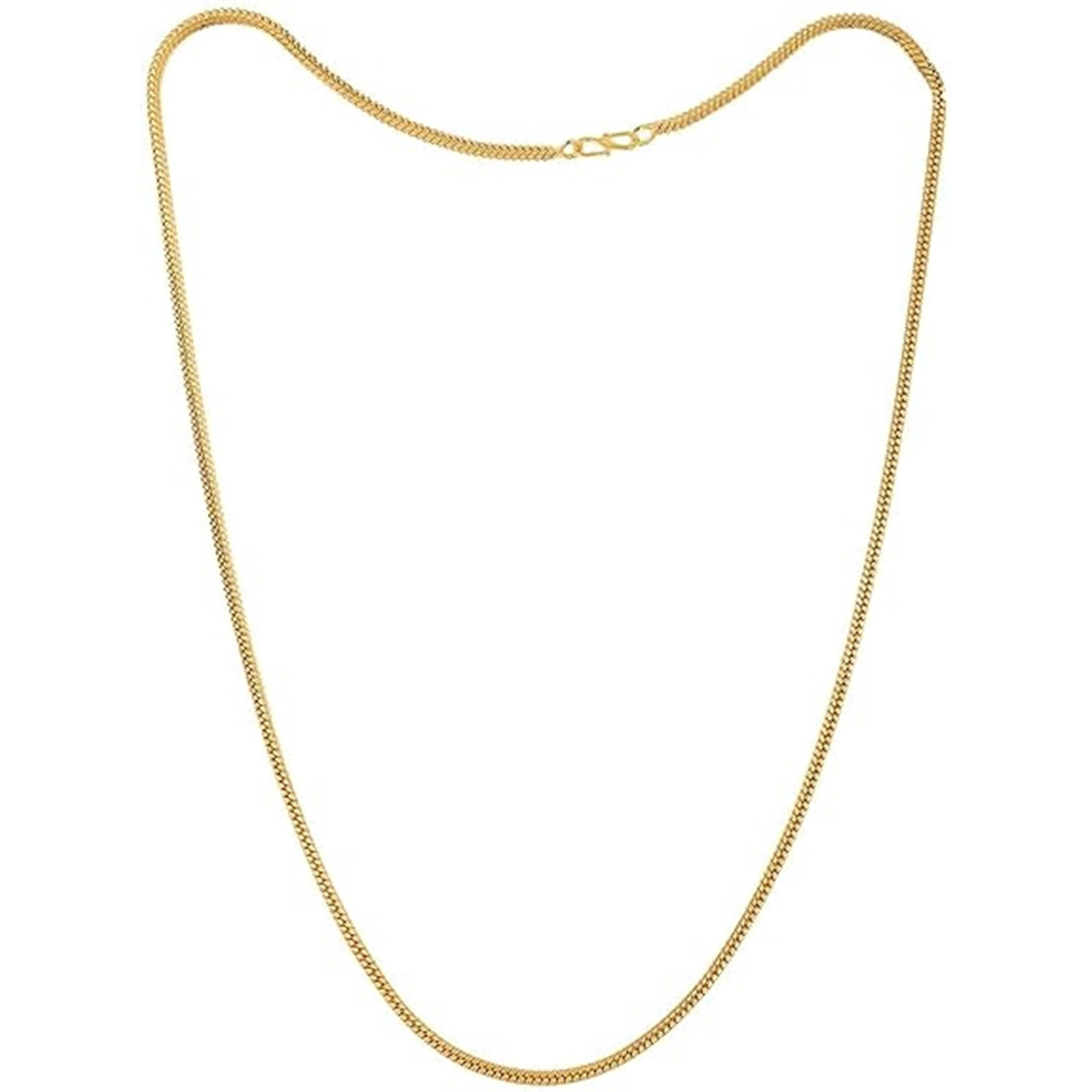 Handicraft Kottage latest & Stylish High Gold Plated 22 inch & Brass Celebrity Inspired Round Gold Plated Chain For Women Boys Thin Light Weighted Chain regular wear