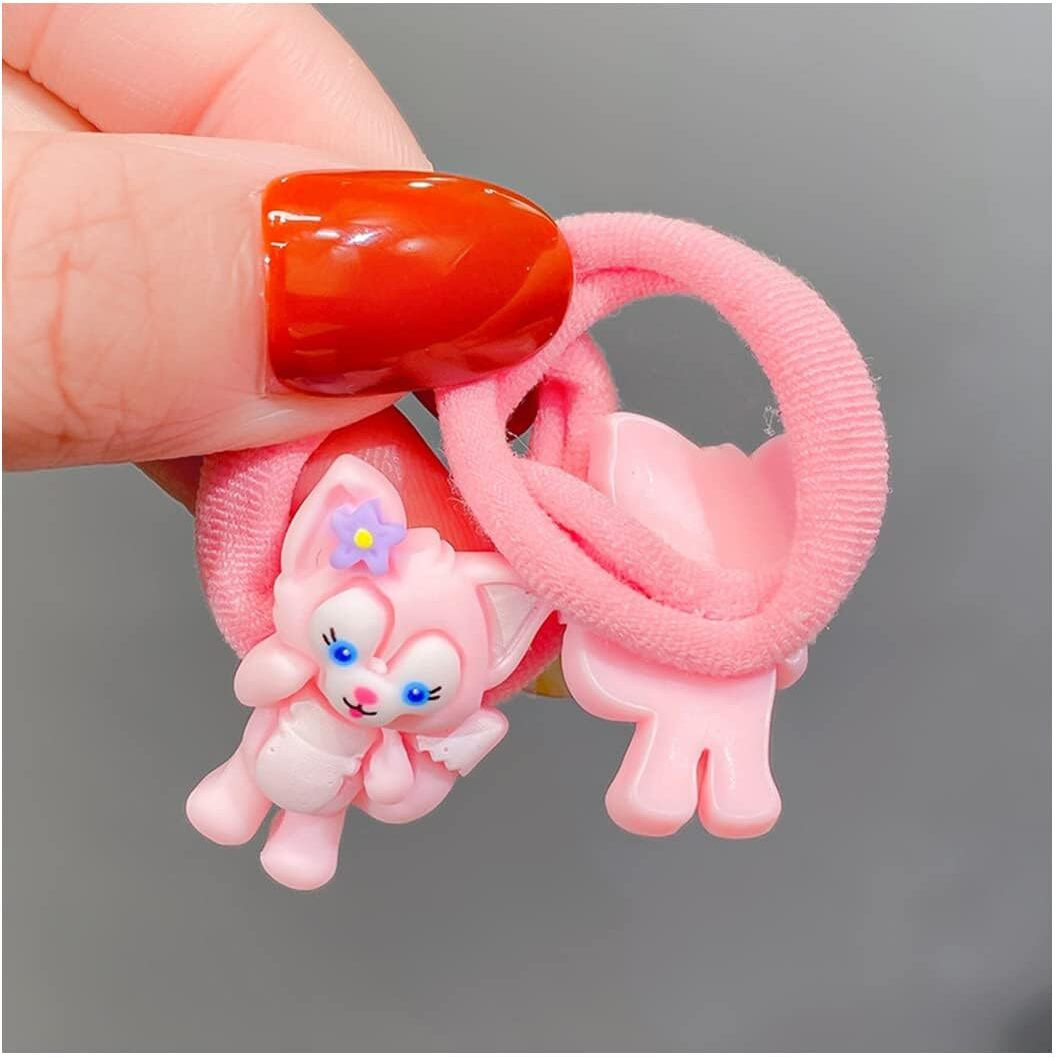 NEOBABY Elastic Hair Rubber Bands Ties Accessories for Kids Baby Girls & Womens with Fancy Cartoon Characters Designs (Assorted 6 Pairs)
