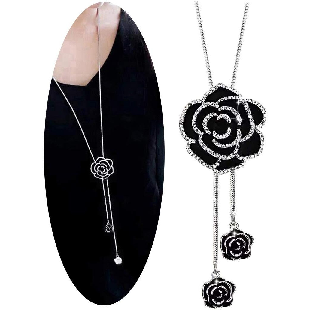 YouBella Long Chain Silver Plated Necklace Pendant For Women & Girls