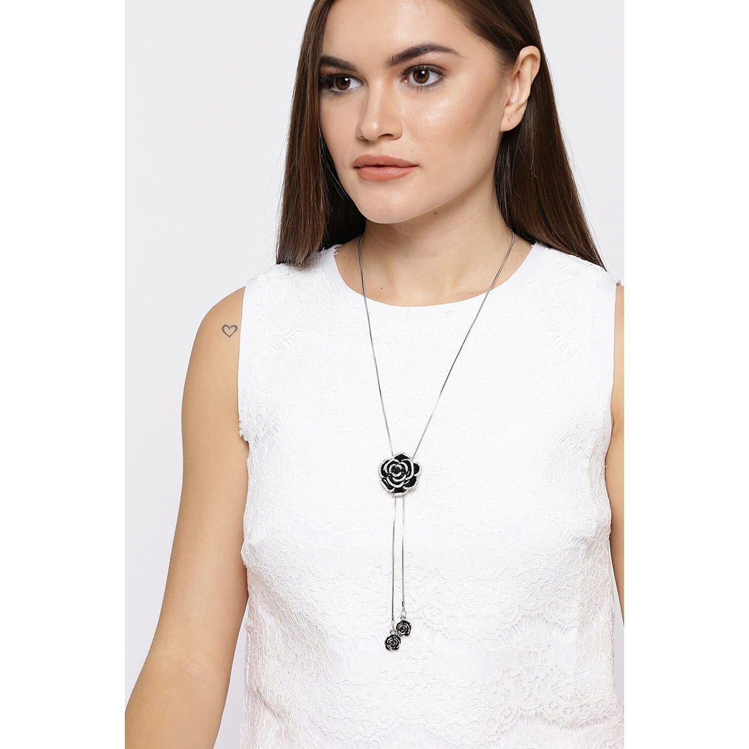 YouBella Long Chain Silver Plated Necklace Pendant For Women & Girls