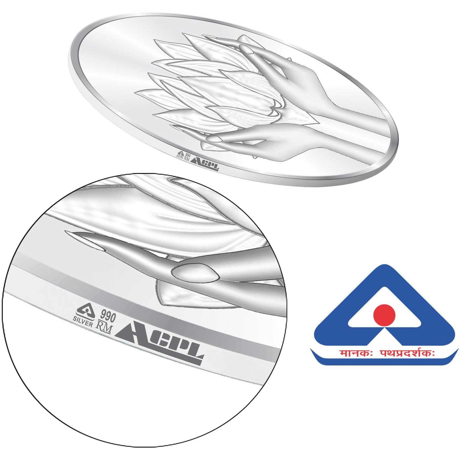 ACPL Precious Moments Colour Lotus 20 Grams Silver Coin 999 Pure Bis Hallmarked With Gift Box