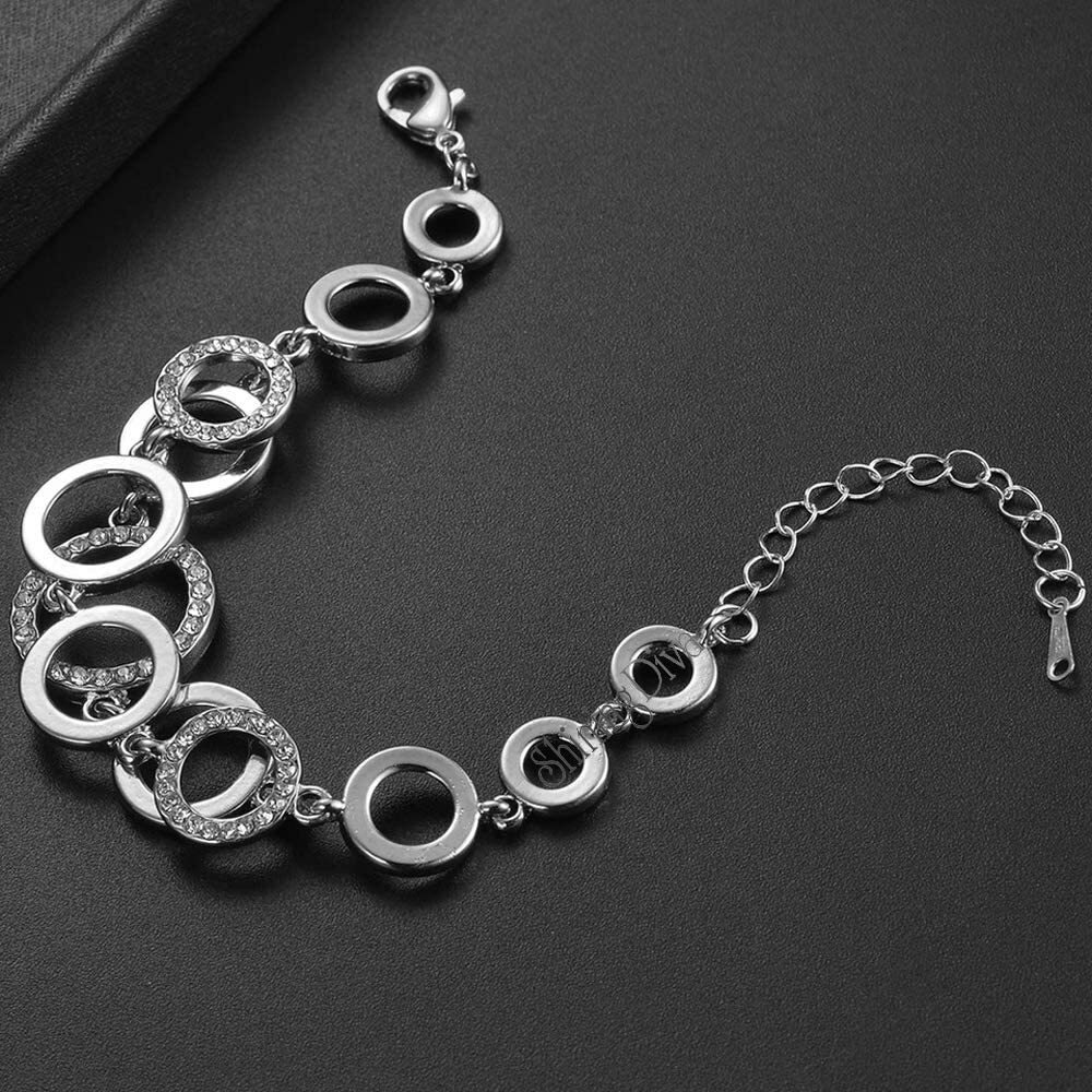 Shining Diva Fashion Stylish Silver Plated Cubic Zirconia Charm Bracelet for Women (9873b)