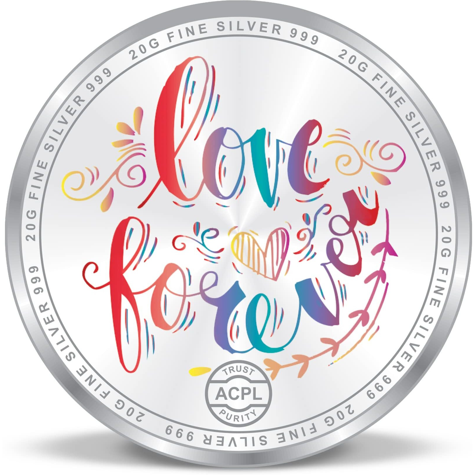 Precious Moments 20 Grams Silver Coin 25th Happy Anniversary Floral Design BIS Hallmarked 999 Pure by ACPL