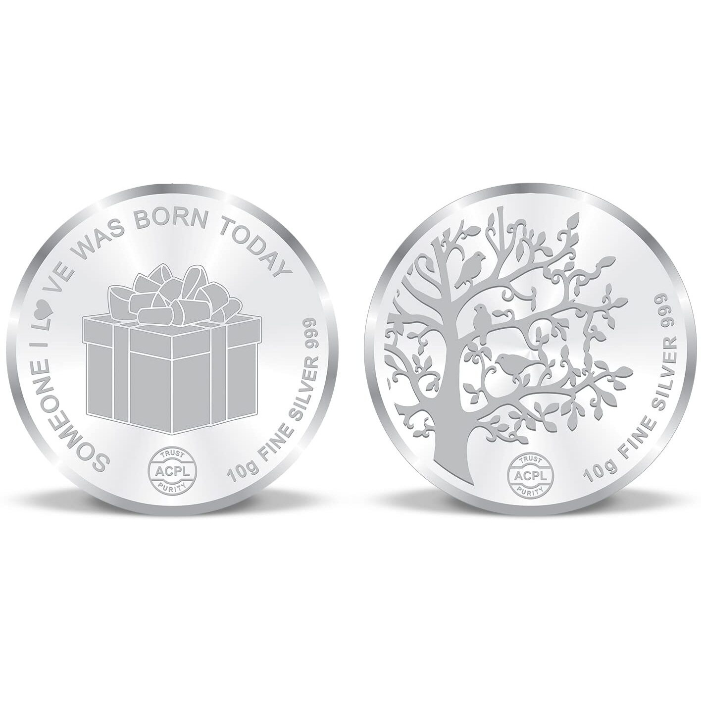 ACPL 10 Gram X 2  20 Grams Pure Silver Coin Combo Bis Hallmarked 999 Fine Silver Happy Birthday Gift Precious Moments