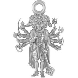 Akshat Sapphire Sterling Silver (92.5% purity) God Panchmukhi hanuman (23 MM) Pendant for Men & Women Pure Silver Lord Panchmukhi Hanuman Locket for Good Health & Wealth