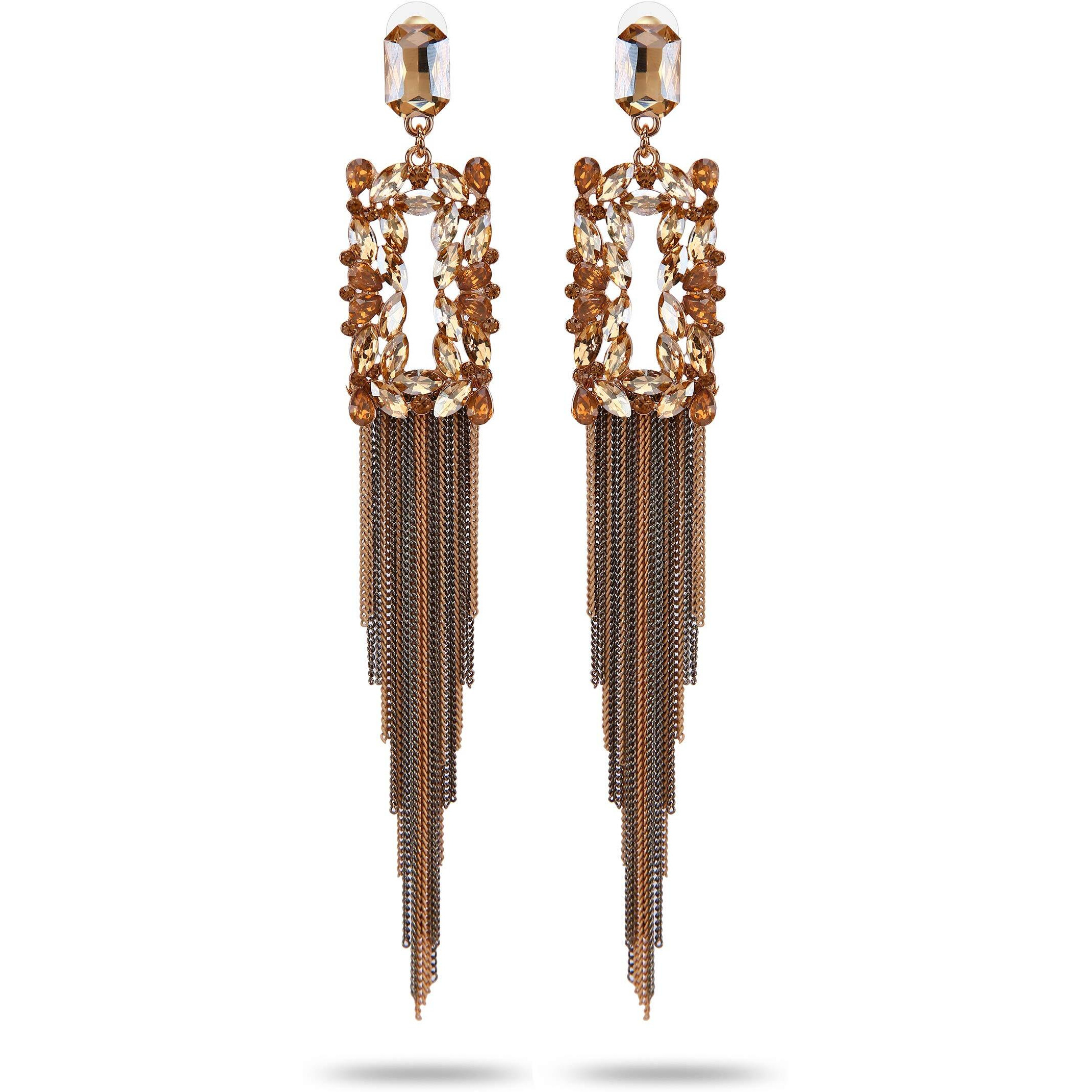 YouBella Jewellery Earings Crystal Tassel Handmade Earrings for Girls and Women (Brown)