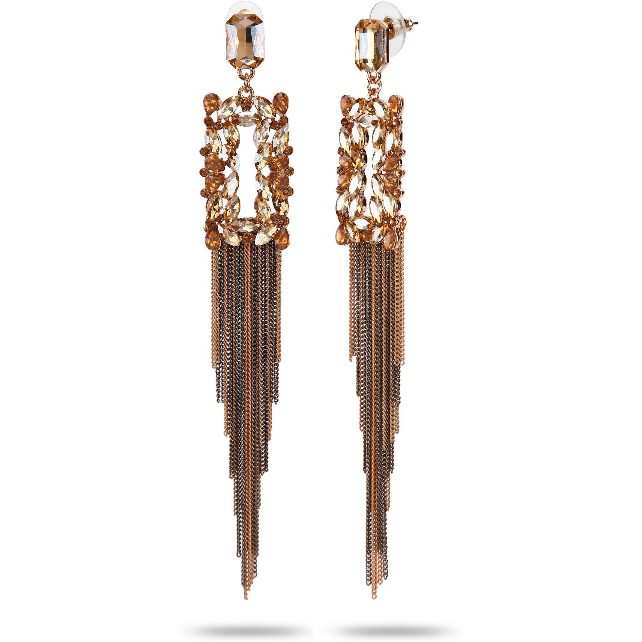 YouBella Jewellery Earings Crystal Tassel Handmade Earrings for Girls and Women (Brown)