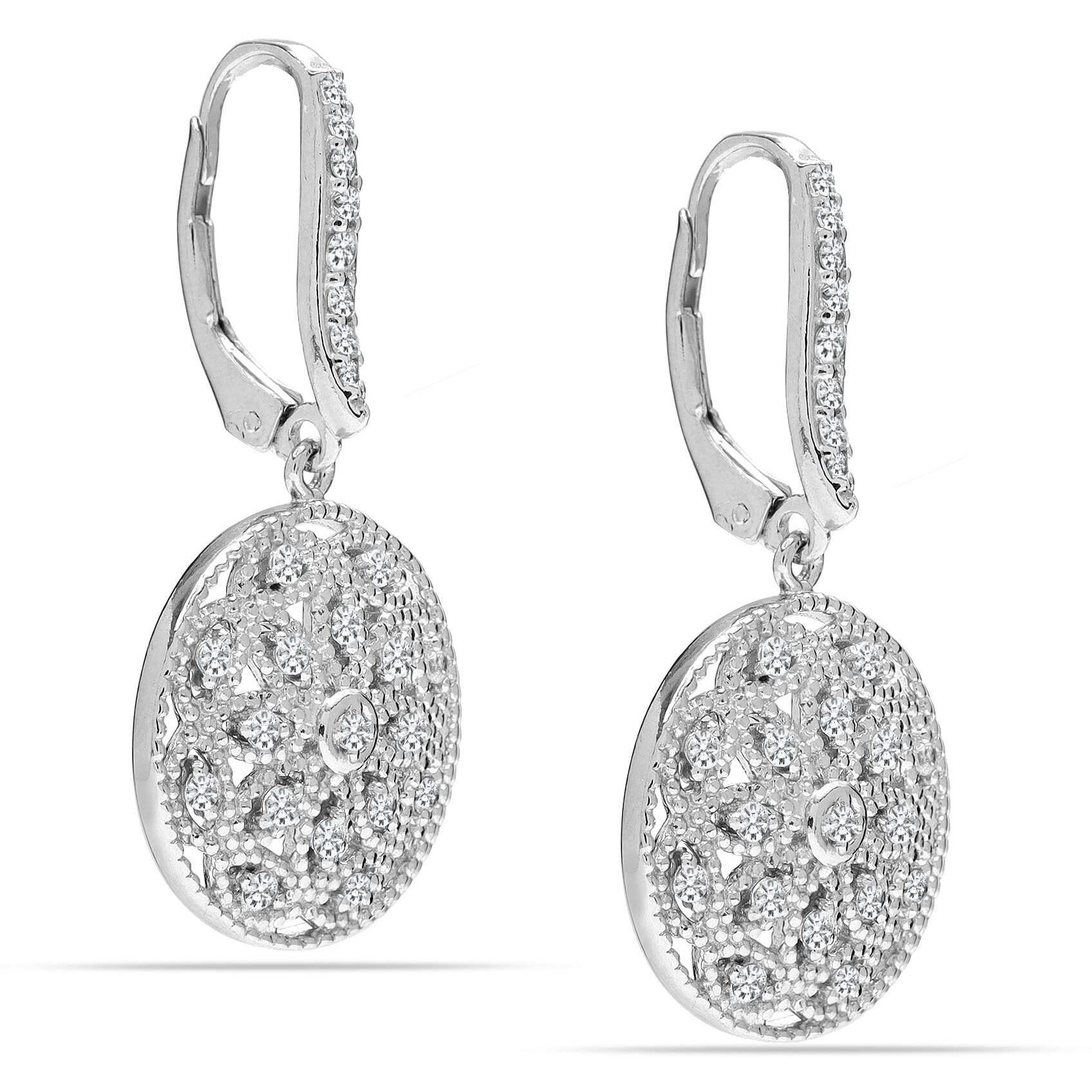 LeCalla 925 Sterling Silver BIS Hallmarked Floral Drop Dangle Leverback Earrings for Women and Girls