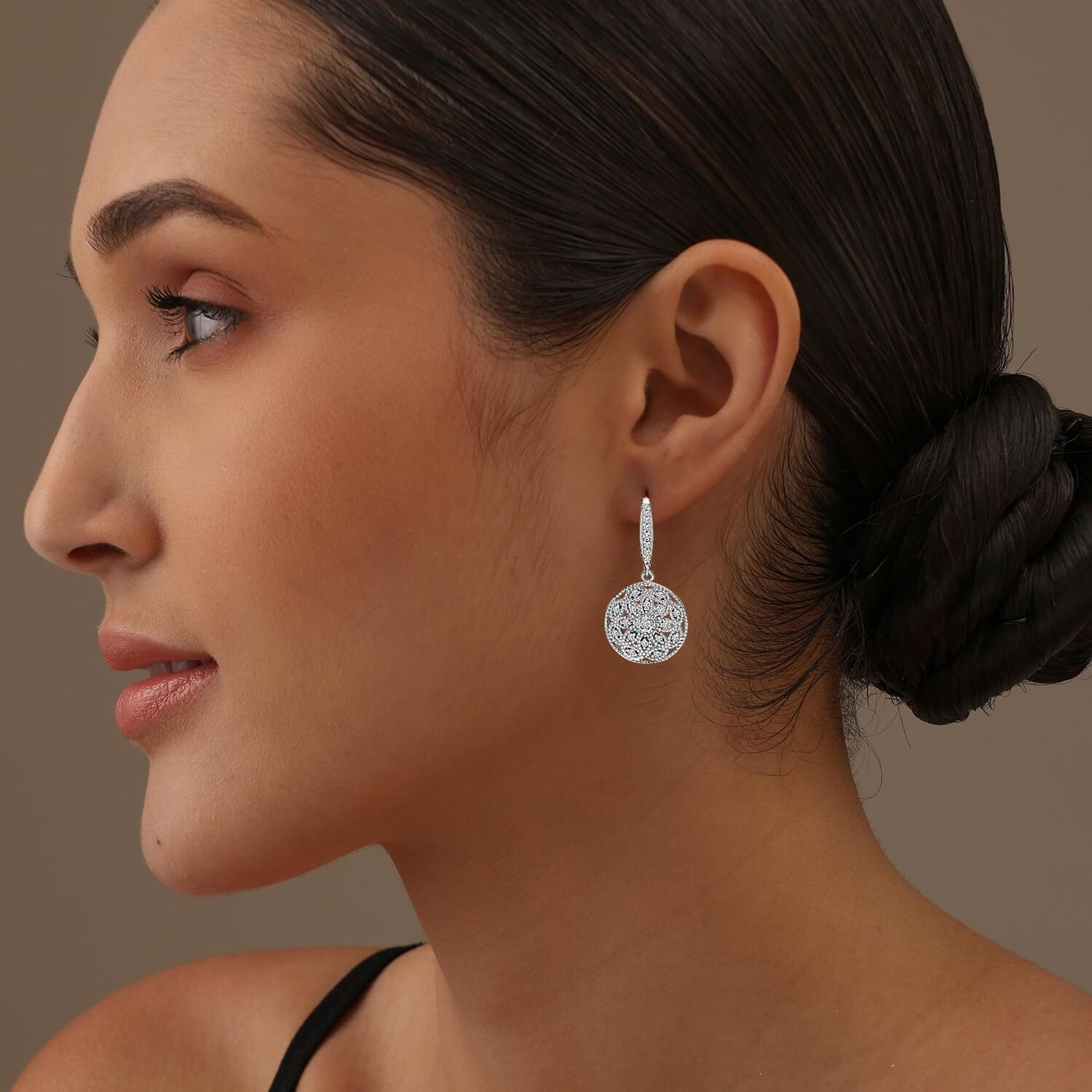 LeCalla 925 Sterling Silver BIS Hallmarked Floral Drop Dangle Leverback Earrings for Women and Girls