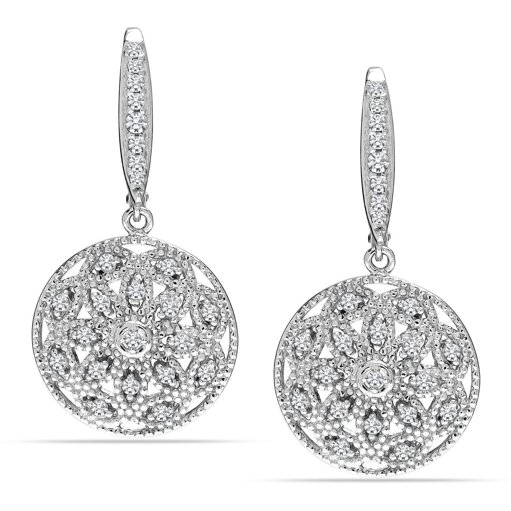 LeCalla 925 Sterling Silver BIS Hallmarked Floral Drop Dangle Leverback Earrings for Women and Girls