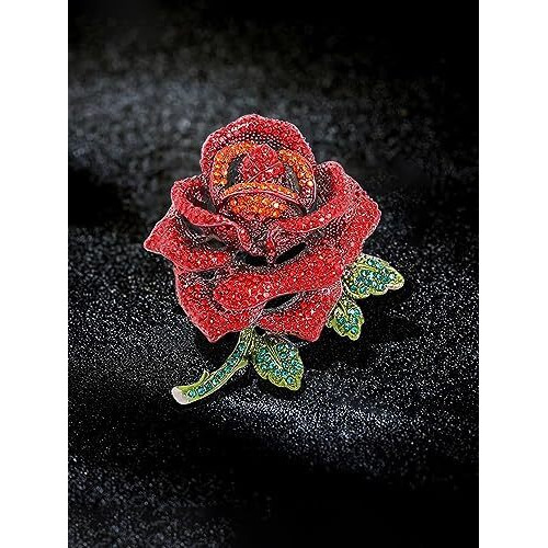 YouBella Jewellery for Women Stylish Celebrity Inspired Love Rose Shaped Brooch for Women/Men/Girls/Boys (Red) (YB_Brooch_155)