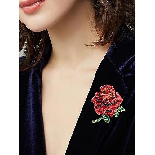 YouBella Jewellery for Women Stylish Celebrity Inspired Love Rose Shaped Brooch for Women/Men/Girls/Boys (Red) (YB_Brooch_155)