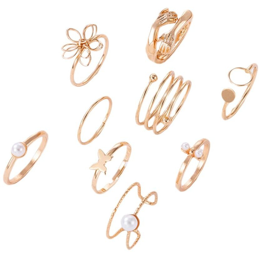 Shining Diva Fashion 9 Pcs Latest Stylish Rings for Women and Girls (14751r)