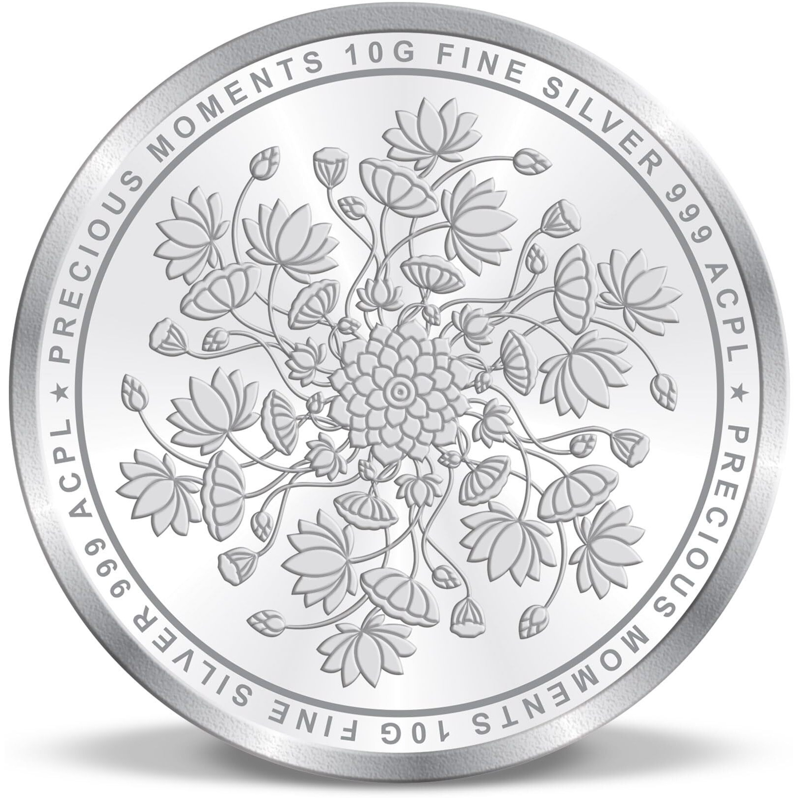Precious Moments 10 Gram Silver Coin Lotus Design BIS Hallmarked 999 Pure Exquisite Collectible with Gift Box by ACPL