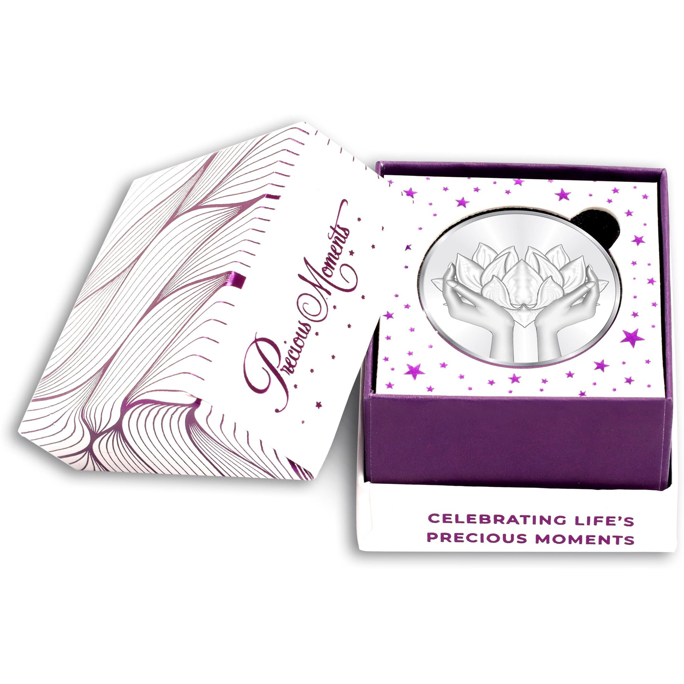 Precious Moments 10 Gram Silver Coin Lotus Design BIS Hallmarked 999 Pure Exquisite Collectible with Gift Box by ACPL