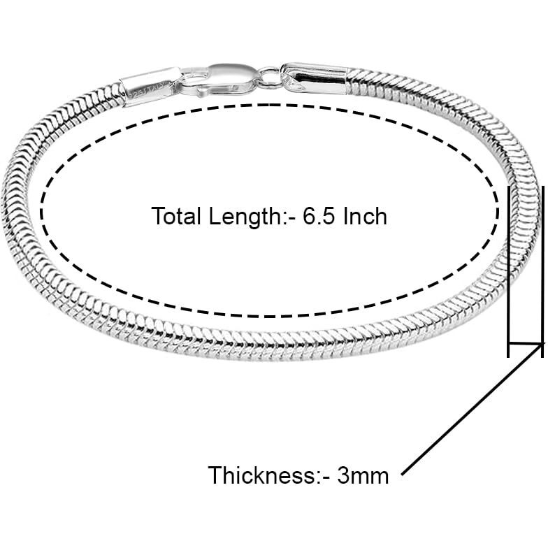LeCalla 925 Sterling Silver BIS Hallmarked Italian Snake-Chain Bracelet for Women and Girls 7 Inches | Rakhi Gift for Sister