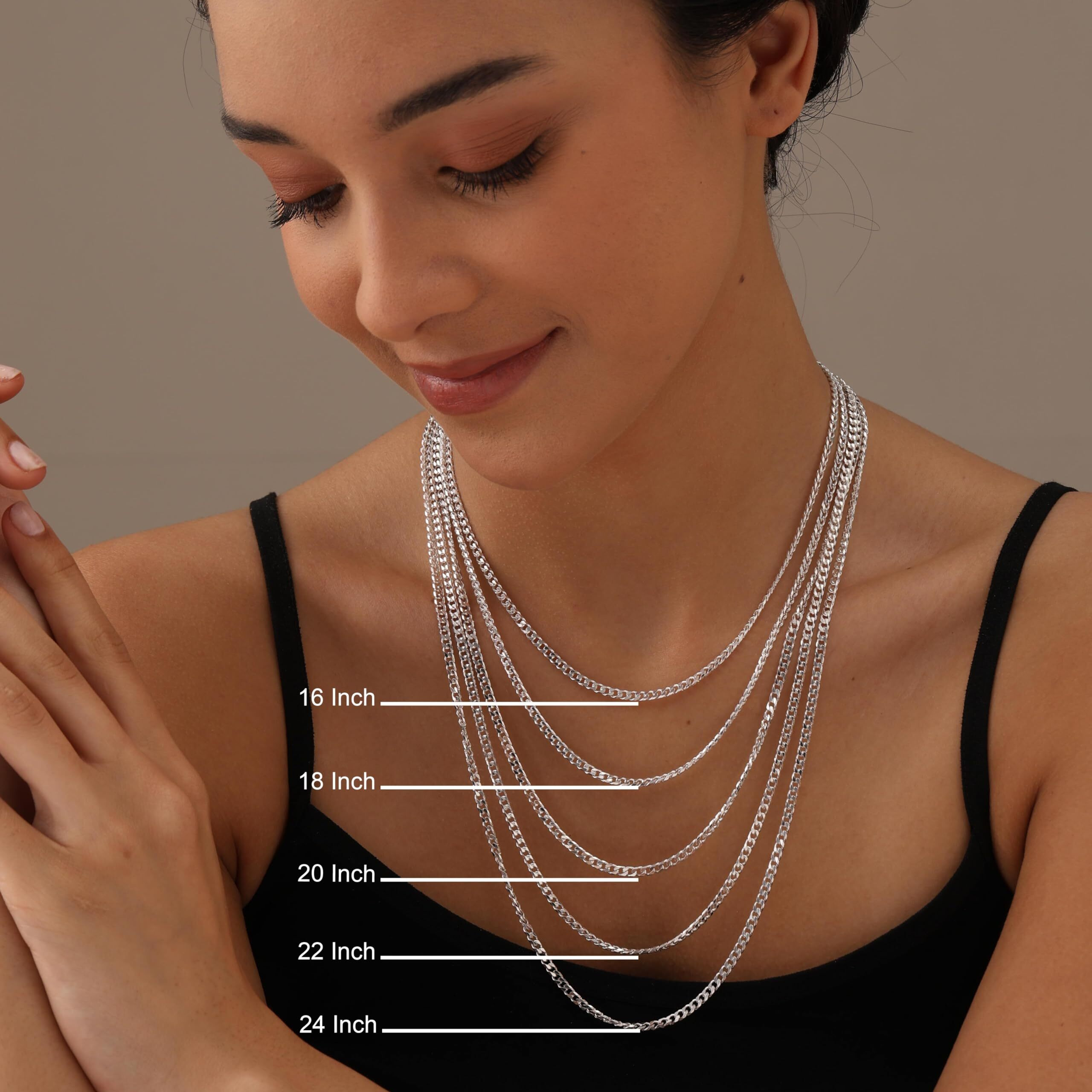 Amazon Brand - Nora Nico 925 Sterling Silver BIS Hallmarked 3.5 MM Italian Curb Link Chain Necklace for Women 18 Inches