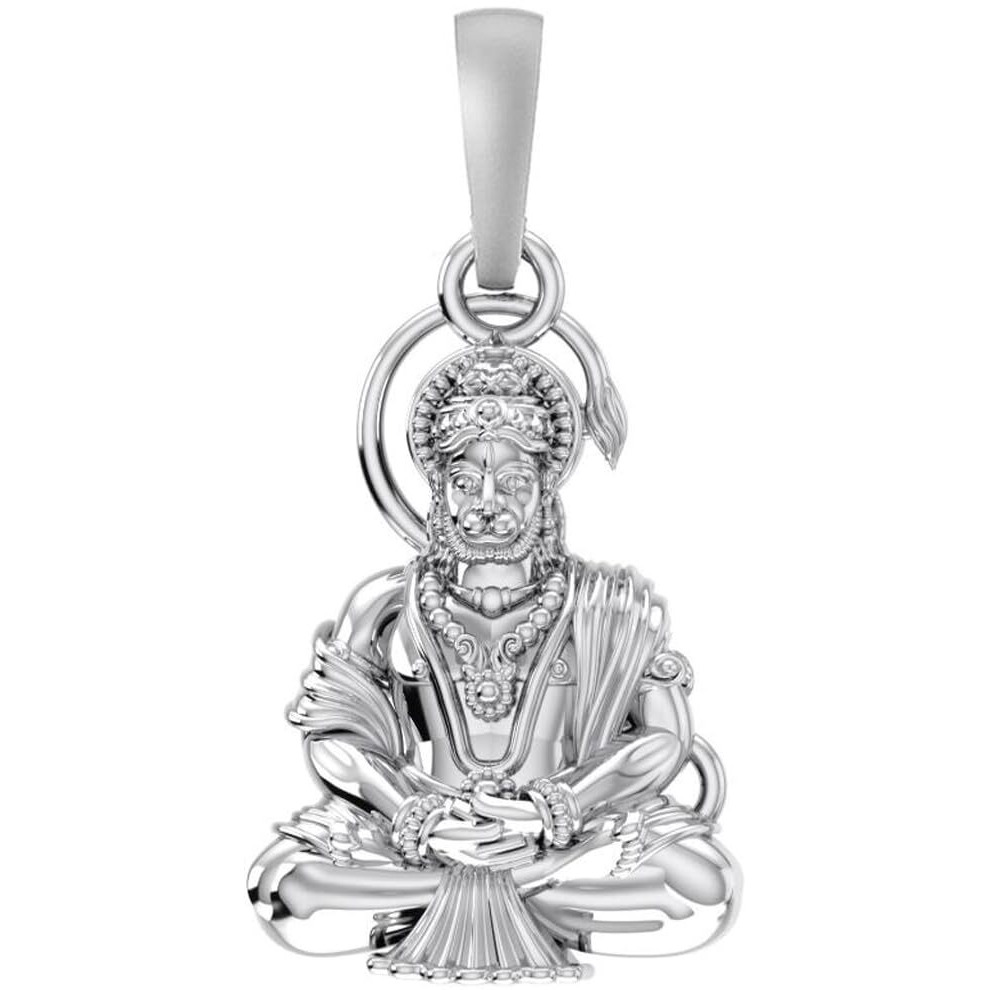 Akshat Sapphire Sterling Silver (92.5% purity) God Hanuman Pendant for Men Pure Silver Lord Bajrang Bali (Big Size) Locket for Good Health & Wealth