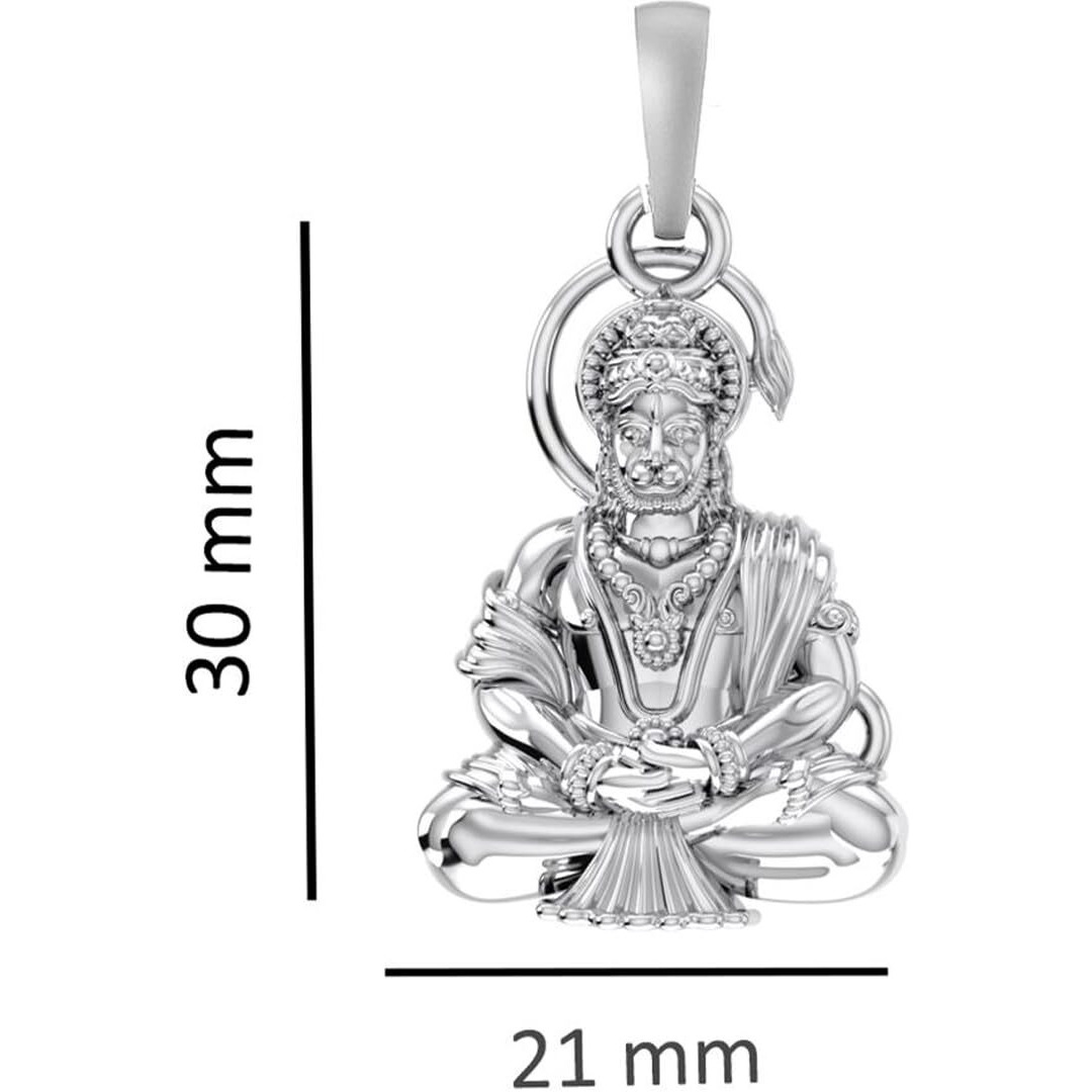 Akshat Sapphire Sterling Silver (92.5% purity) God Hanuman Pendant for Men Pure Silver Lord Bajrang Bali (Big Size) Locket for Good Health & Wealth
