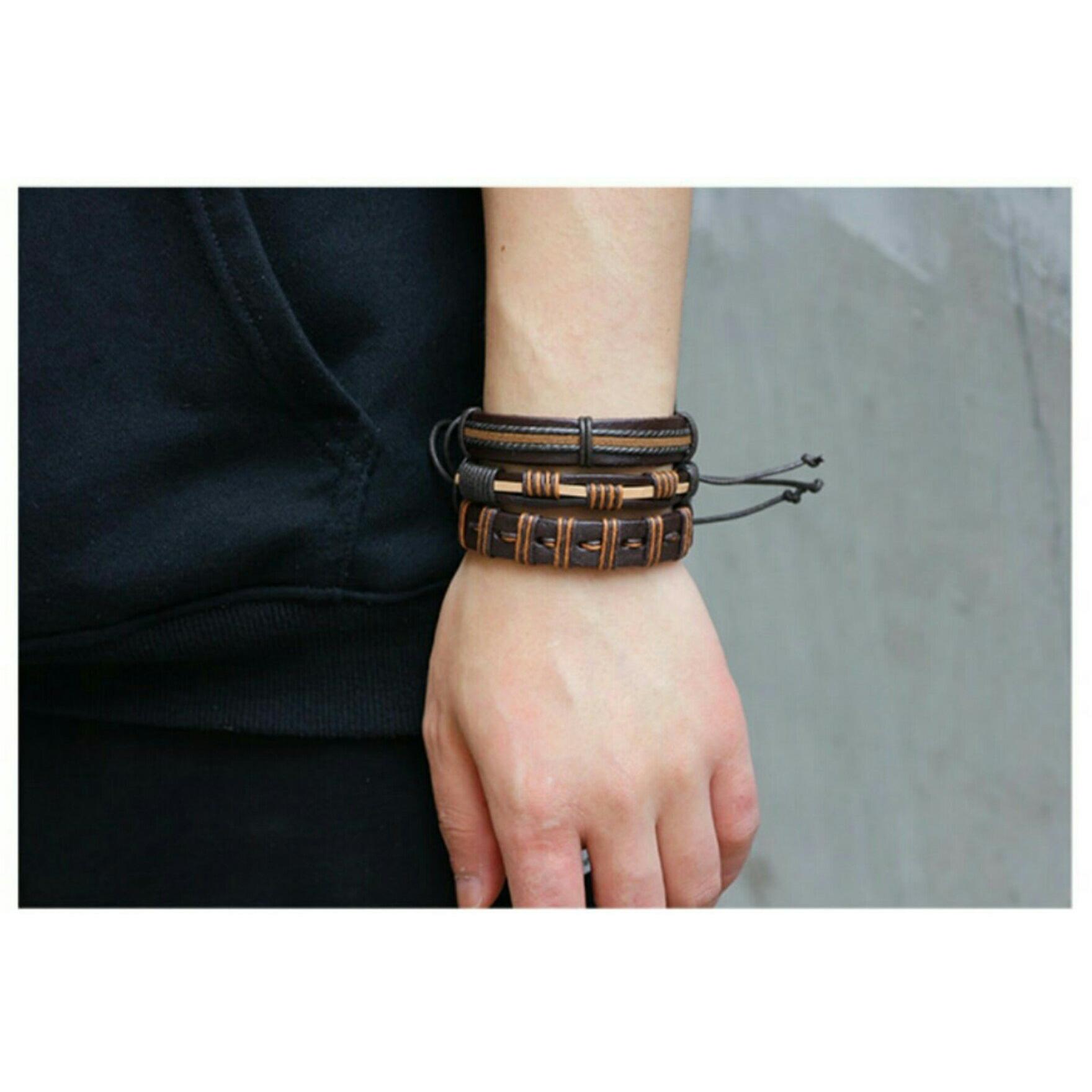 University Trendz Leather Bracelet for Boys and Men (Brown, 6 Pieces)