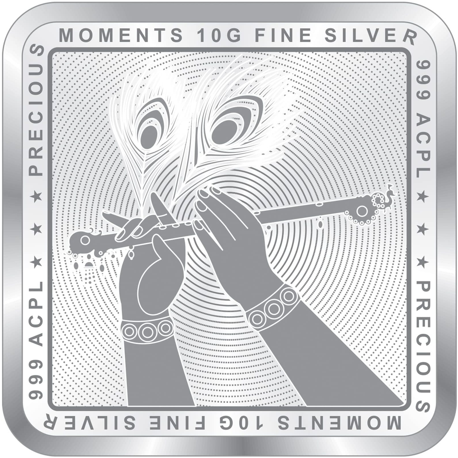 ACPL Precious Moments Bis Hallmarked Radha Krishna Square Silver Coin 10 Gm 999 Purity