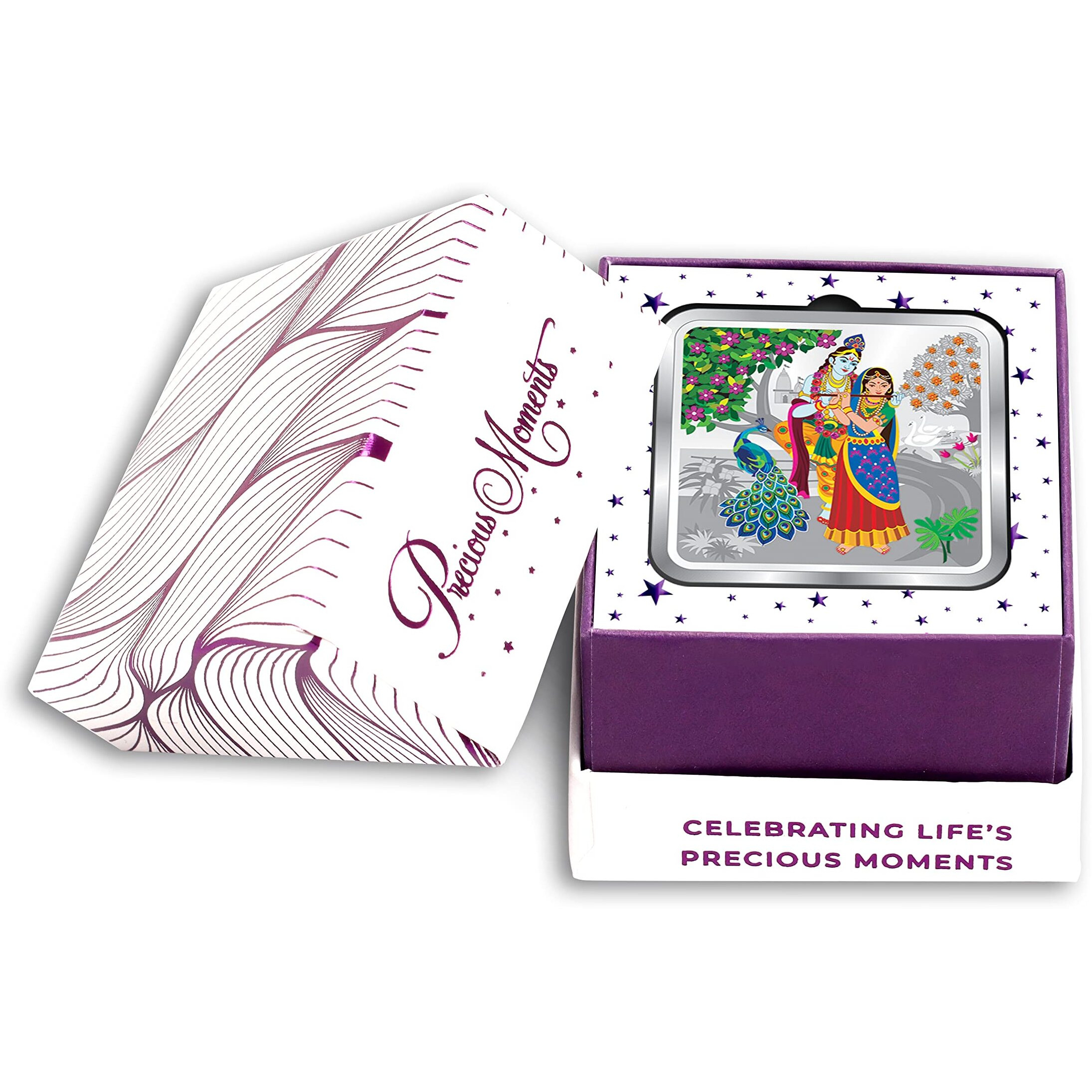 ACPL Precious Moments Bis Hallmarked Radha Krishna Square Silver Coin 10 Gm 999 Purity