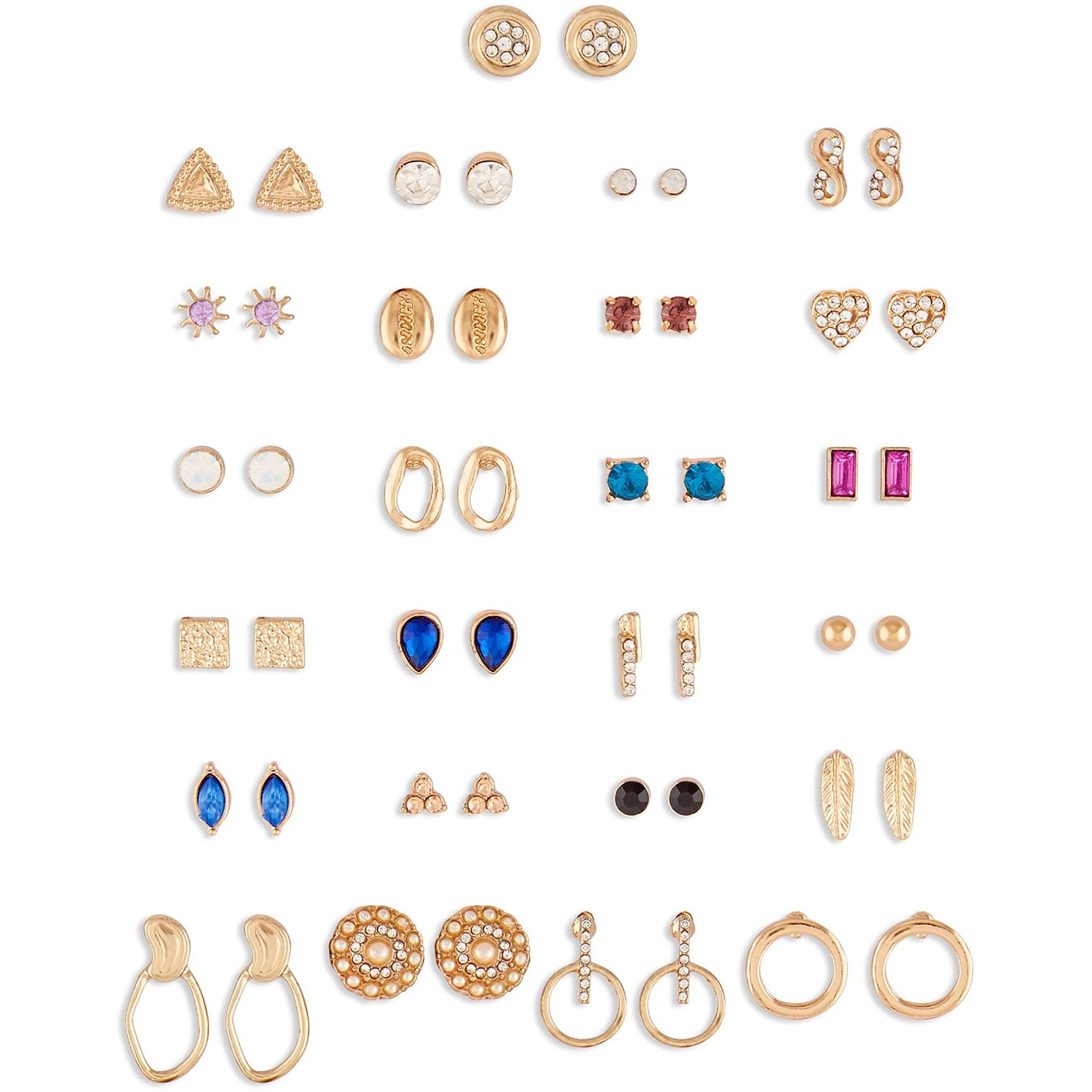 Zaveri Pearls Set of 25 Gold Tone Classy Contemporary Studs Earrings For Women-ZPFK14640
