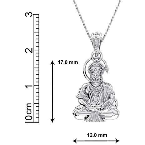 Akshat Sapphire Sterling Silver (92.5% purity) God Hanuman Pendant for Men & Women Pure Silver Lord Bajrang Bali Locket for Good Health & Wealth