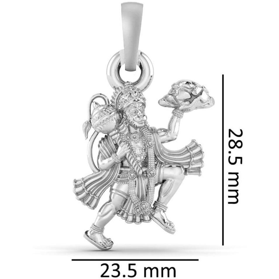 Akshat Sapphire Sterling Silver (92.5% purity) God Hanuman Pendant for Men & Women Pure Silver Lord Bajrang Bali Locket for Good Health & Wealth