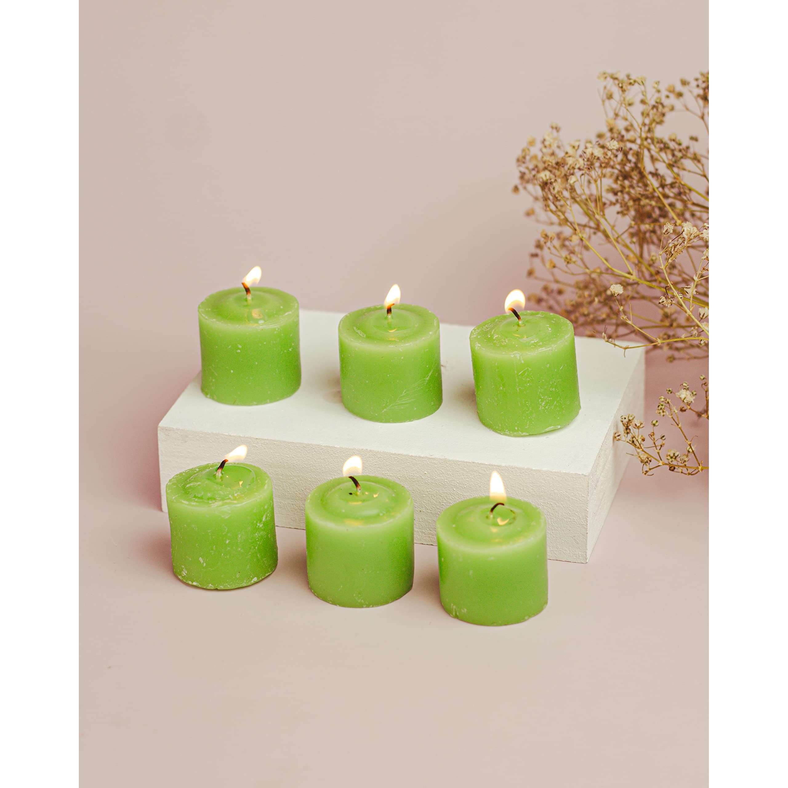 AuraDecor Fragrance Votive Candles || Smokeless Scented Candle || Aroma Candles || Candles for Decoration || Wedding Candle || Burns Upto 8 Hours (Green Apple, Pack of 12)