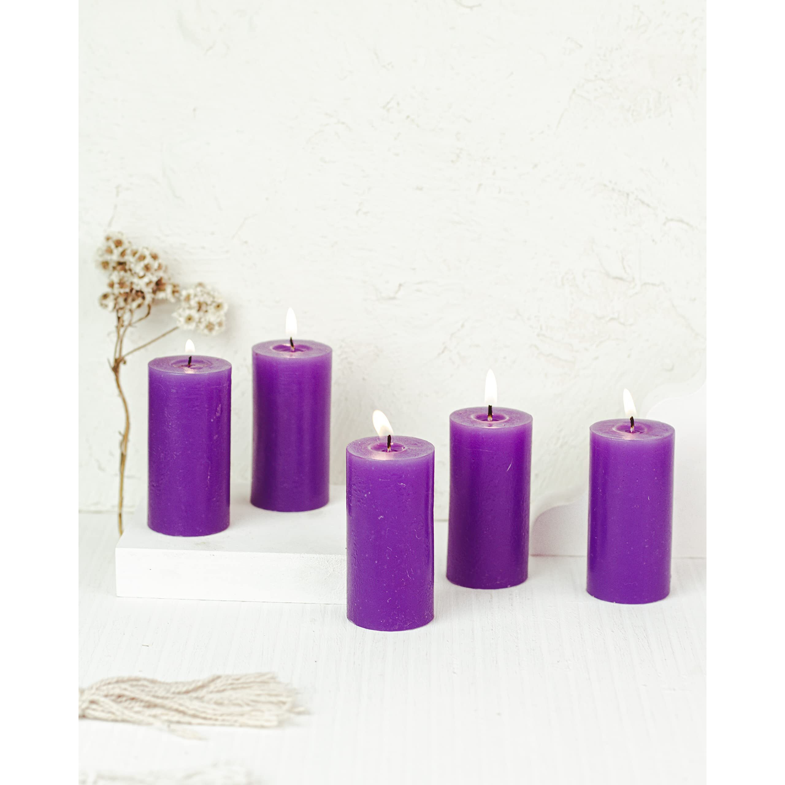 AuraDecor Set of 5 Fragrance Pillar Candle || Long Burning || Aroma Candle || Gift Set || Candle Pillar Set (Lavender)
