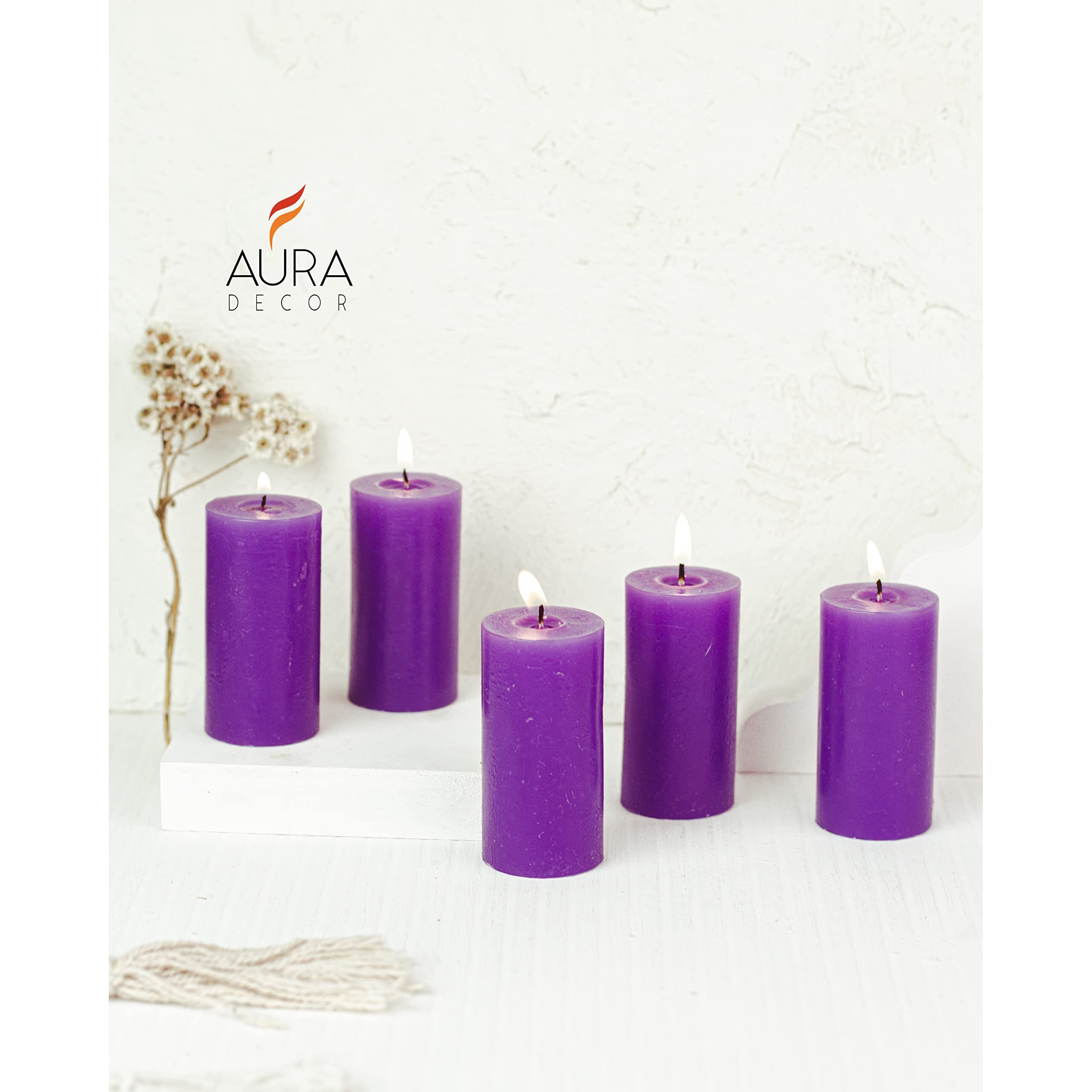 AuraDecor Set of 5 Fragrance Pillar Candle || Long Burning || Aroma Candle || Gift Set || Candle Pillar Set (Lavender)