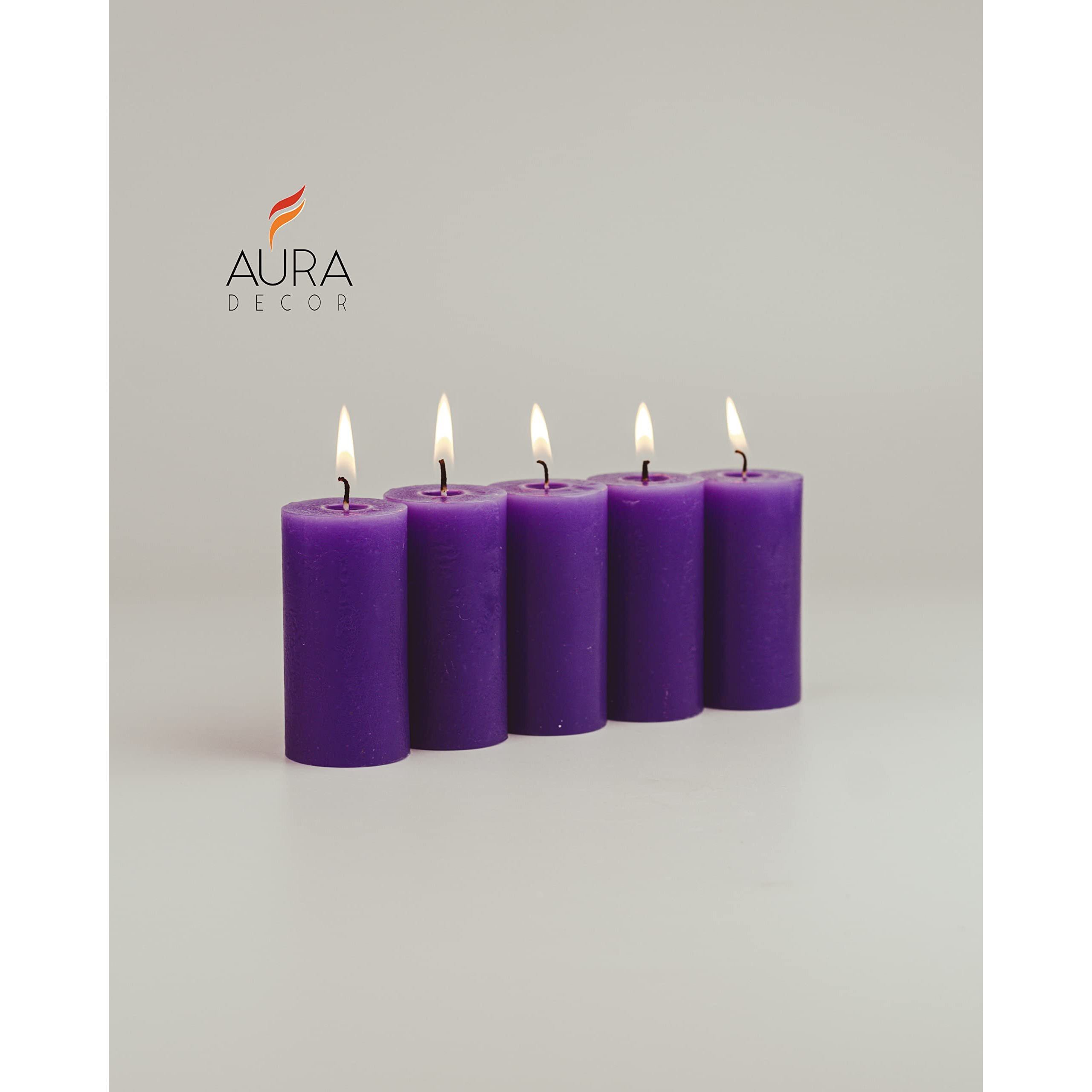 AuraDecor Set of 5 Fragrance Pillar Candle || Long Burning || Aroma Candle || Gift Set || Candle Pillar Set (Lavender)