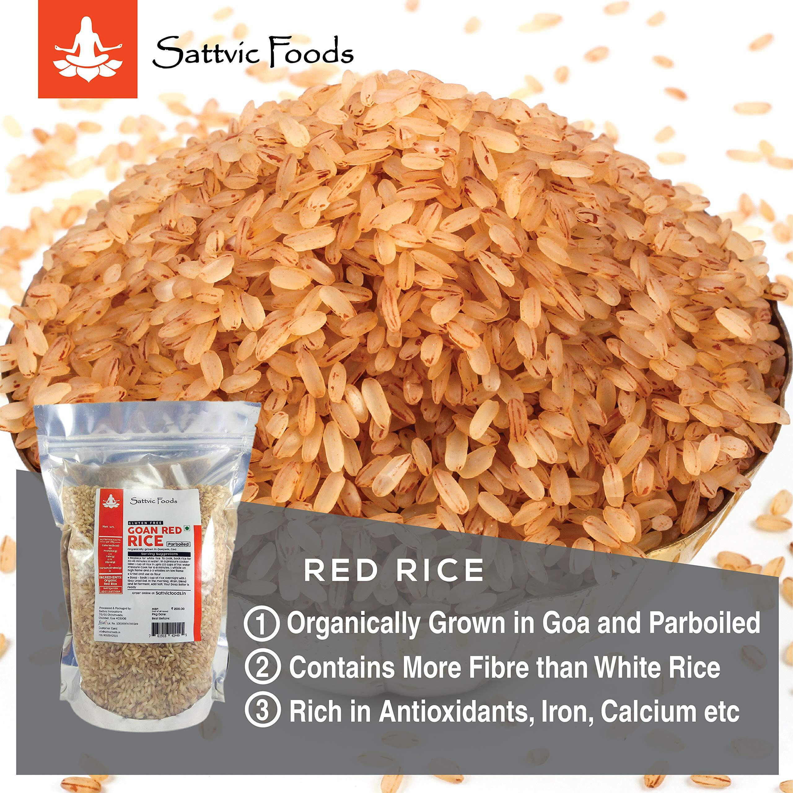 Sattvic Foods Goan Red Rice (850g) Parboiled | High in Fibre | Low Glycemic Index | Nutrient Rich | Healthier Substitute for White Rice | Use in Salads, Soups and Kheer