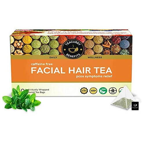 TEACURRY Facial Hair Tea (1 Month Pack, 30 Tea Bags) - Helps With Unwanted Hair Hair Removal And Facial Hair Removal - 100% Natural Ingredients, Herbal Tea, 100 Gram
