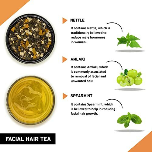 TEACURRY Facial Hair Tea (1 Month Pack, 30 Tea Bags) - Helps With Unwanted Hair Hair Removal And Facial Hair Removal - 100% Natural Ingredients, Herbal Tea, 100 Gram