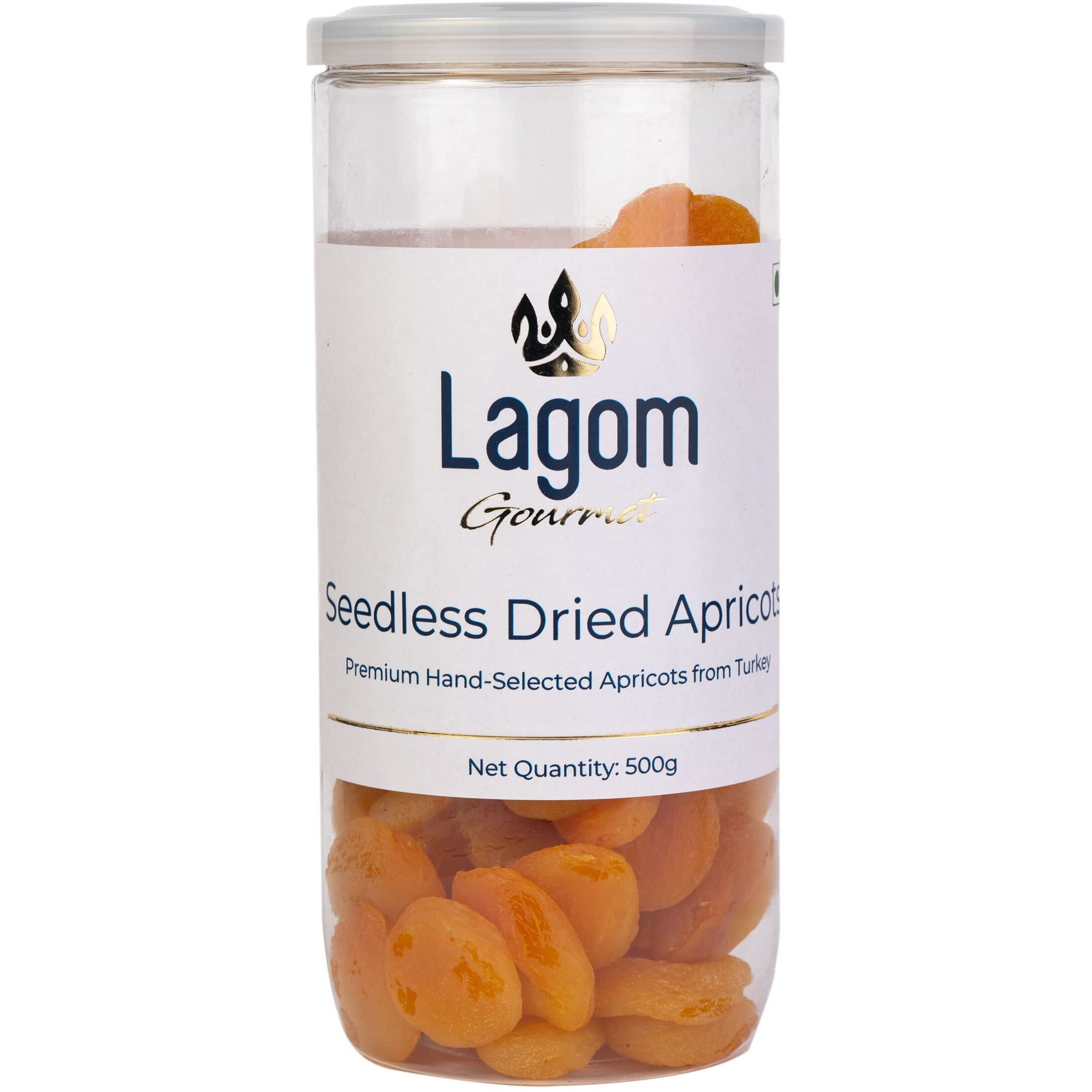 Lagom Gourmet Seedless Dried Apricots 500g | Sun Dried | No Added Sugar | Gluten Free | Vegan | Plant Based | Non GMO | Turkish Apricots Dry Fruits | Dry Apricots | Dried Apricots