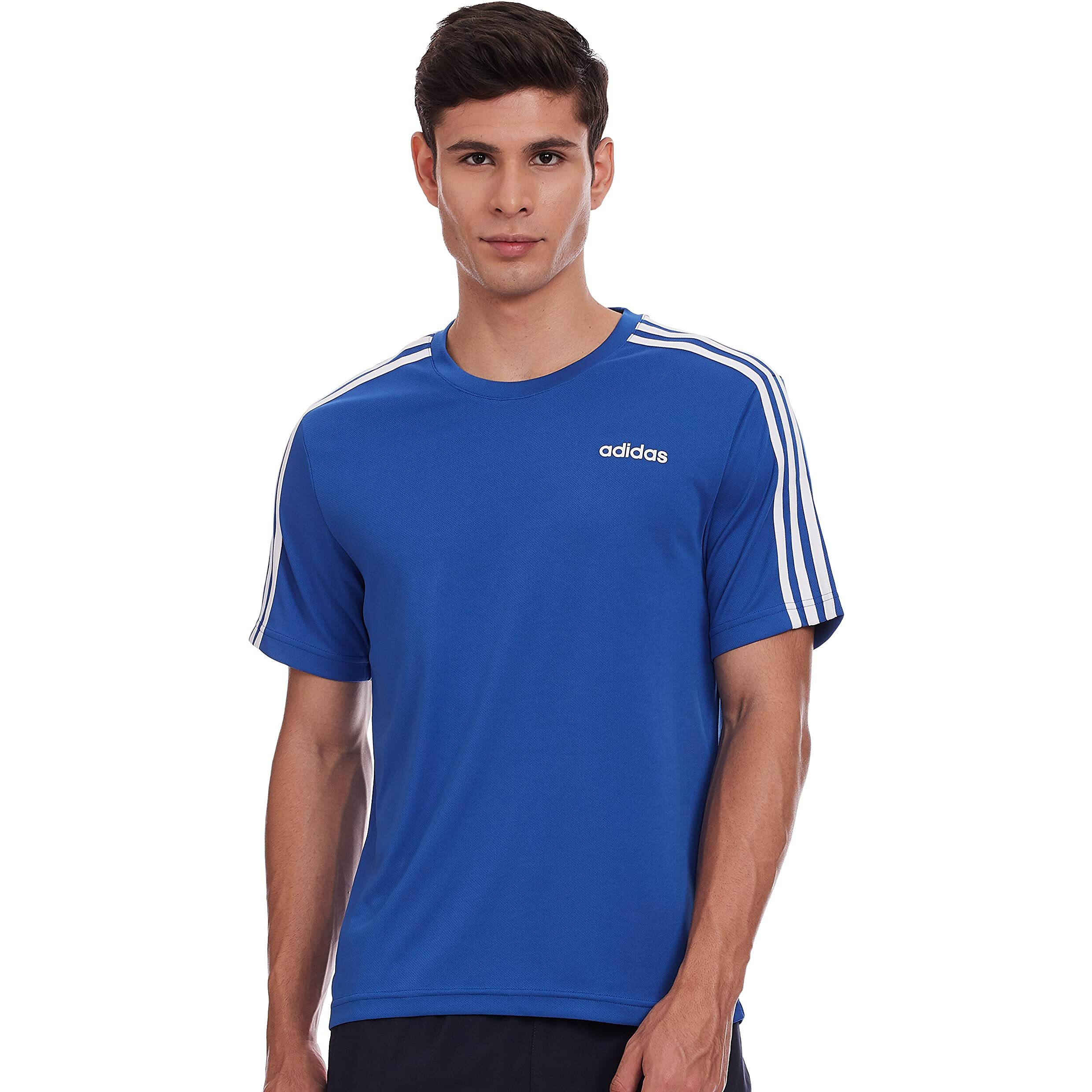 Adidas Men Polyester Classic 3S Tee,Sports T-Shirts,Blubea , Medium, Blue