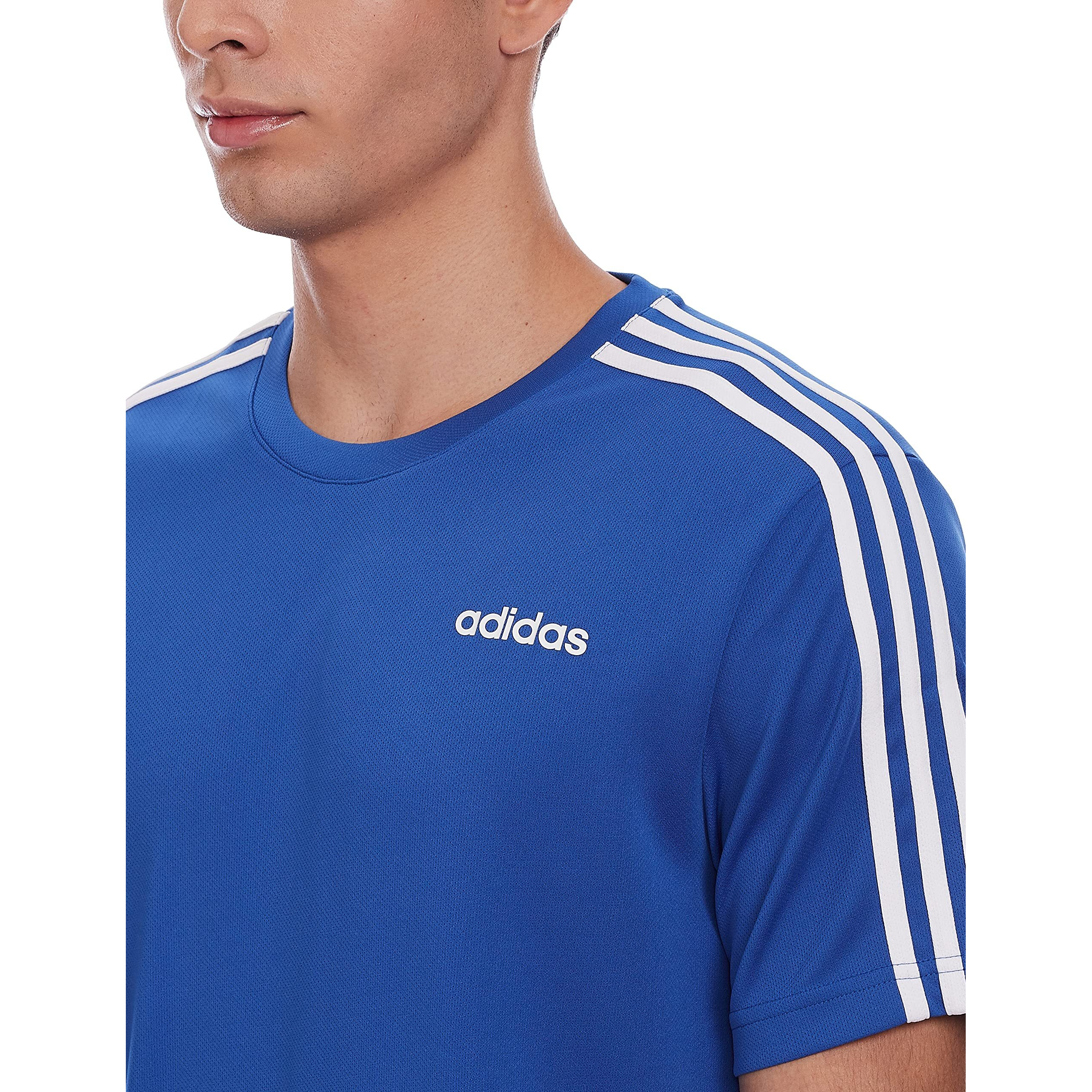 Adidas Men Polyester Classic 3S Tee,Sports T-Shirts,Blubea , Medium, Blue