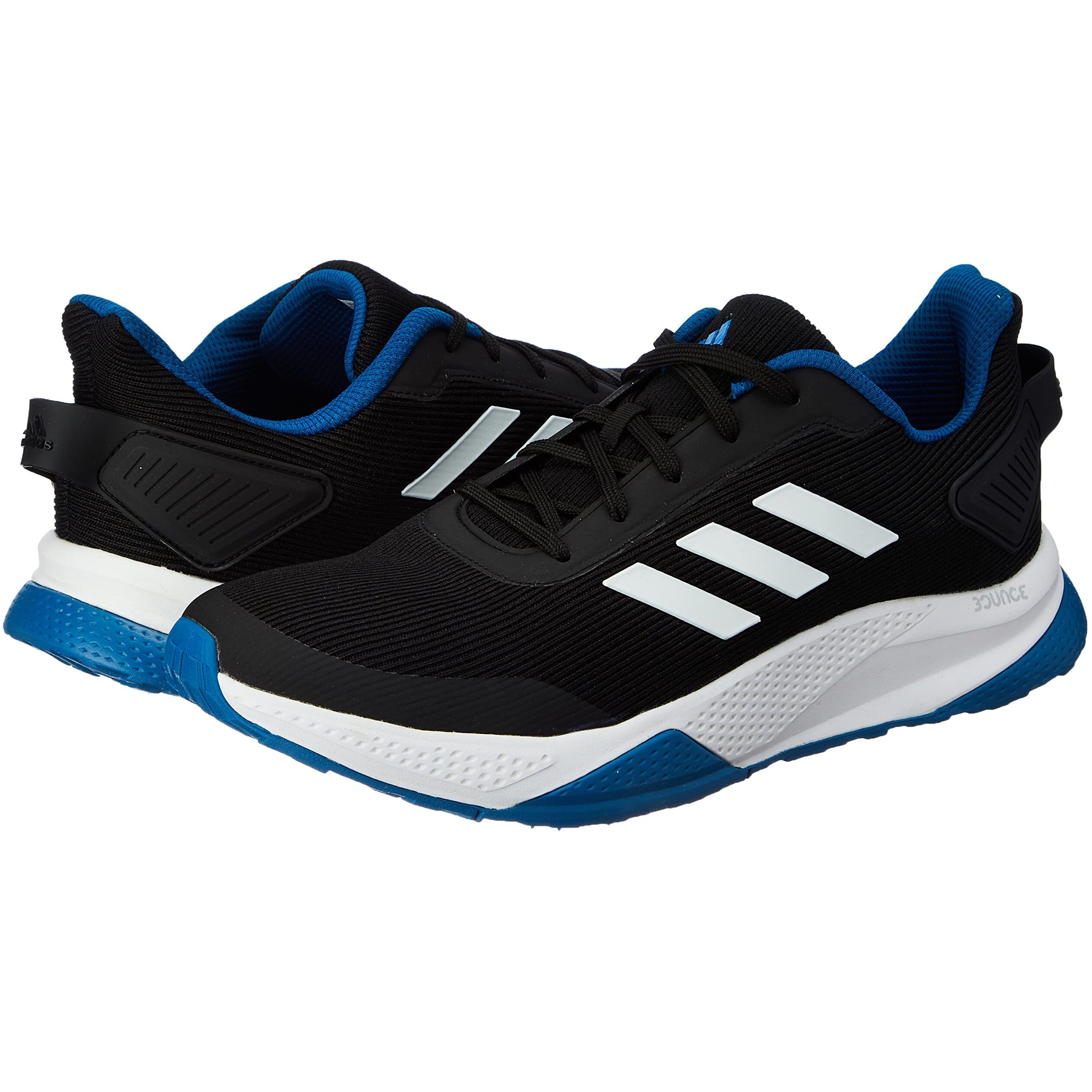 Adidas Men Synthetic and Mesh Run Steady M Running Shoes CBLACK/FTWWHT/DRKROY UK-9
