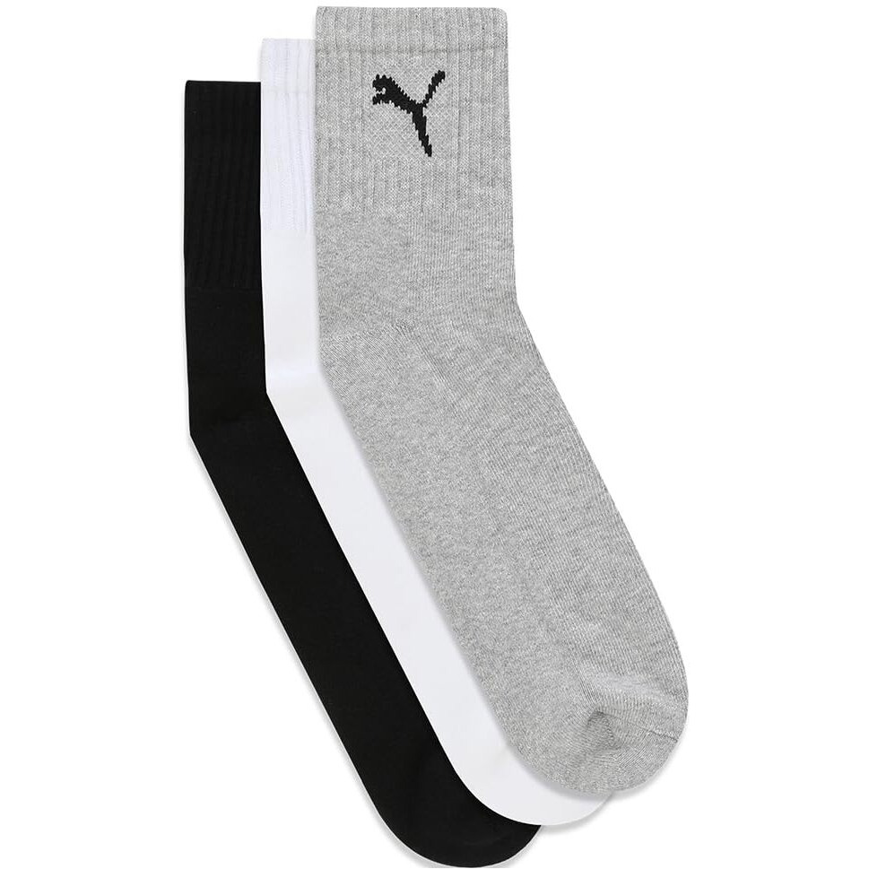 Puma Unisex-Adult Cotton Ess Quarter Regular Socks 3P, Black-White-Griffin, 37/40 (68569501)