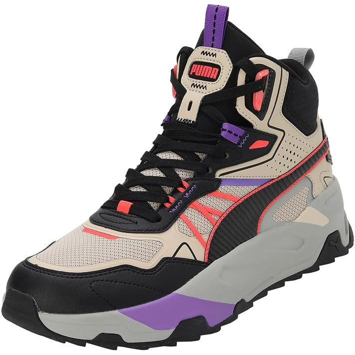 Puma Mens Trinity Mid Hybrid Granola-Black-Fiery Coral Sneaker - 6 UK (39232703)