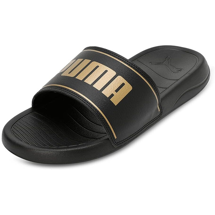Puma unisex-adult Slide Max Black-Metallic Gold Slide Sandal - 8 UK (39453706)