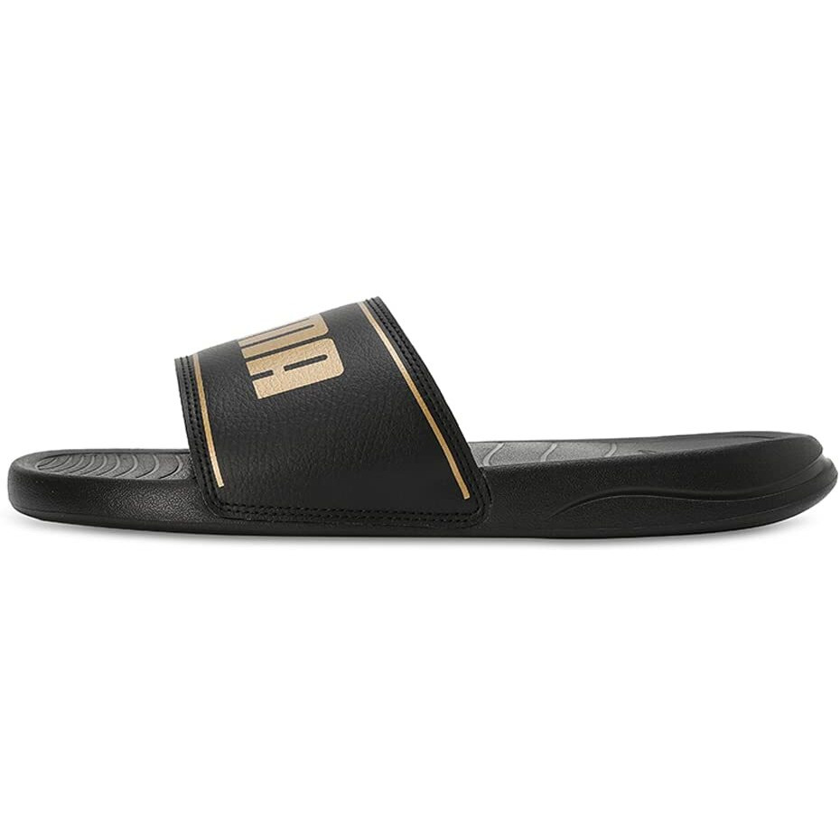 Puma unisex-adult Slide Max Black-Metallic Gold Slide Sandal - 8 UK (39453706)