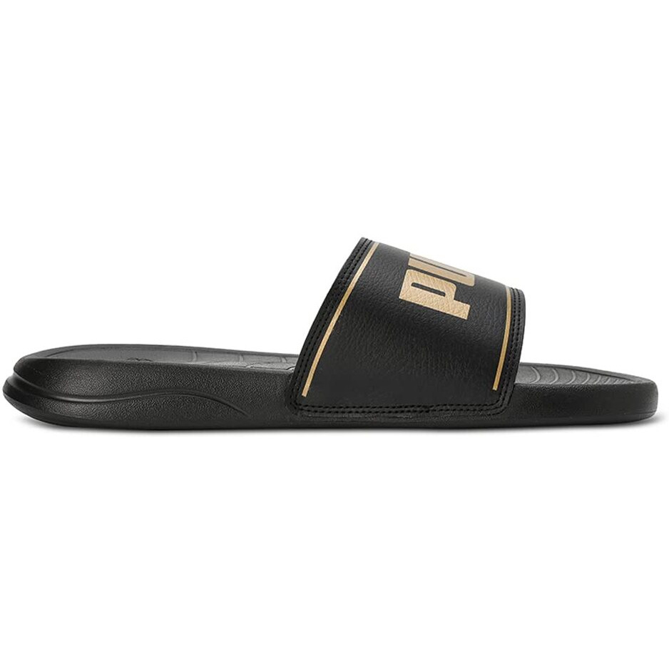 Puma unisex-adult Slide Max Black-Metallic Gold Slide Sandal - 8 UK (39453706)
